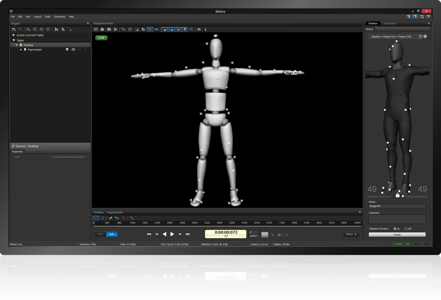 OptiTrack 的 Motive 软件截图