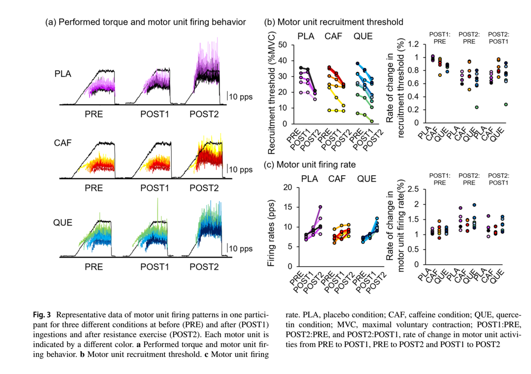 Acute effects of caffeine or quercetin ingestion on motor unit firing pattern before and after resistance exercise Acute effects of caffeine or quercetin ingestion on motor unit firing pattern before and after resistance exercise